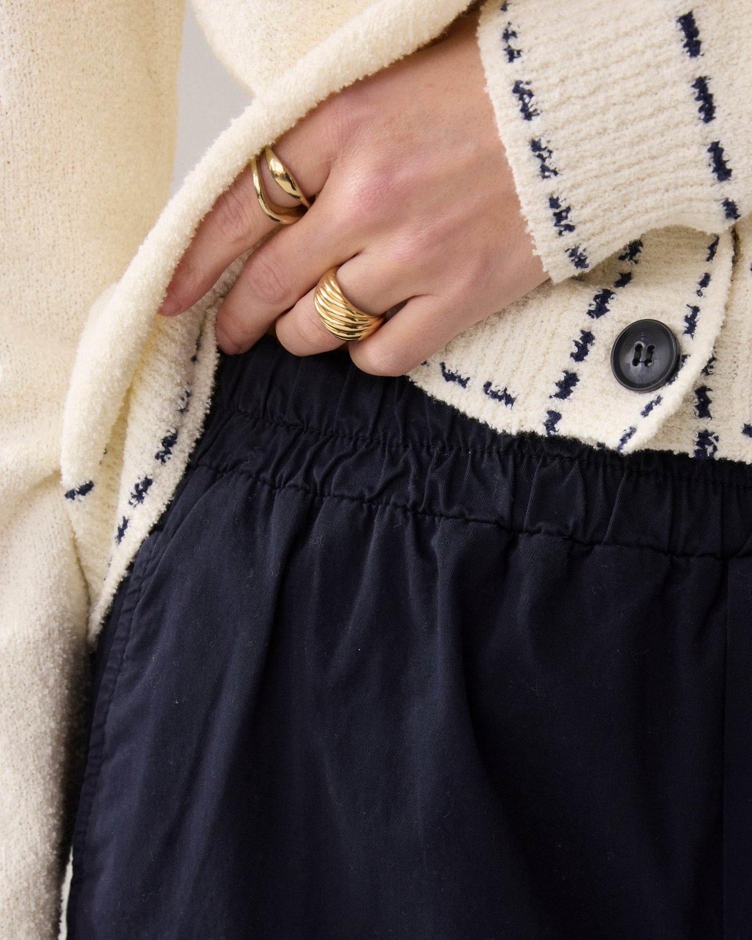 Summum WomanSummum Woman Cotton Stretch Palazzo TrousersBottomsMidnight Blue - Blue Water Clothing