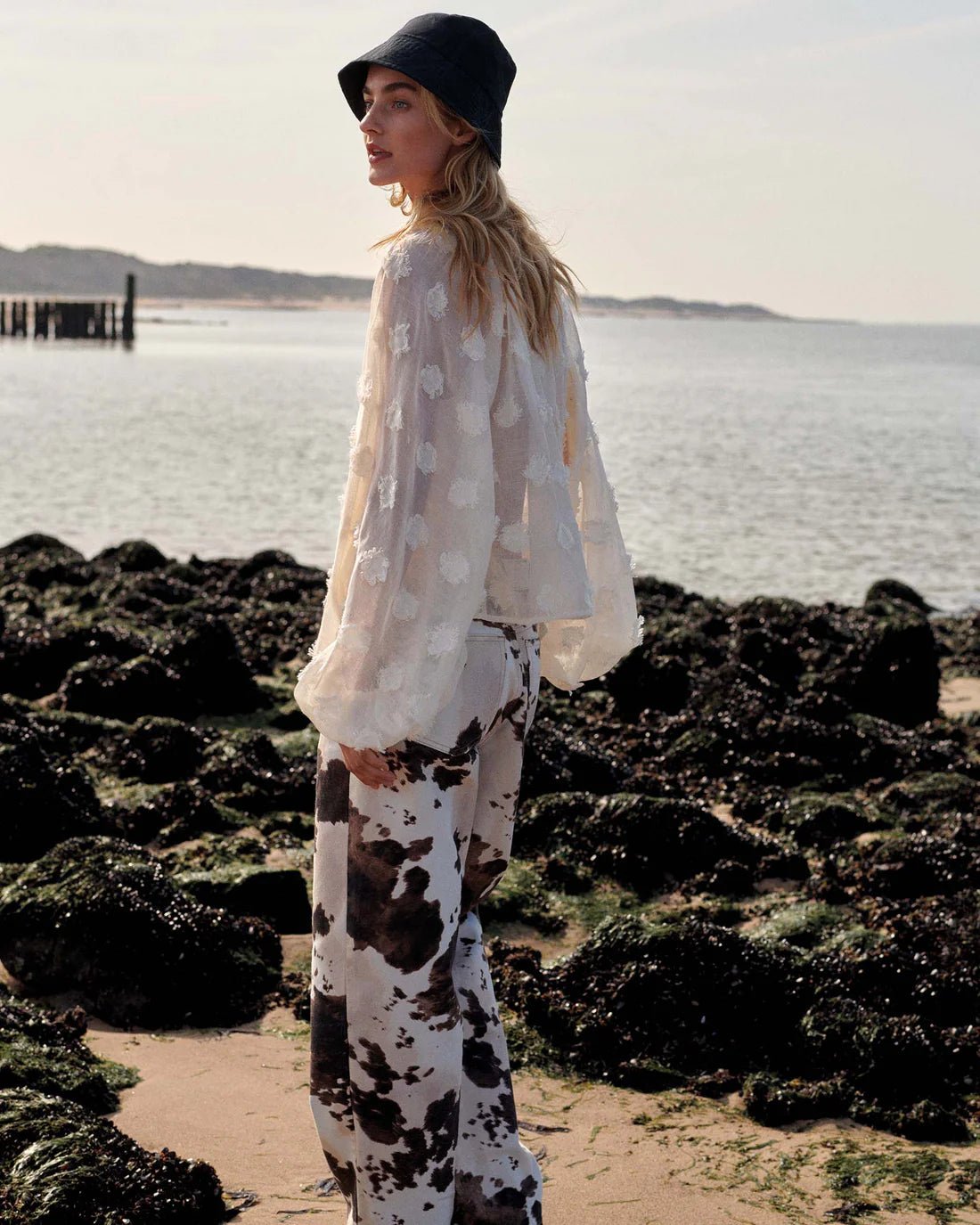 Summum WomanSummum Woman Cow Print Twill TrousersBottomsCow Print - Blue Water Clothing