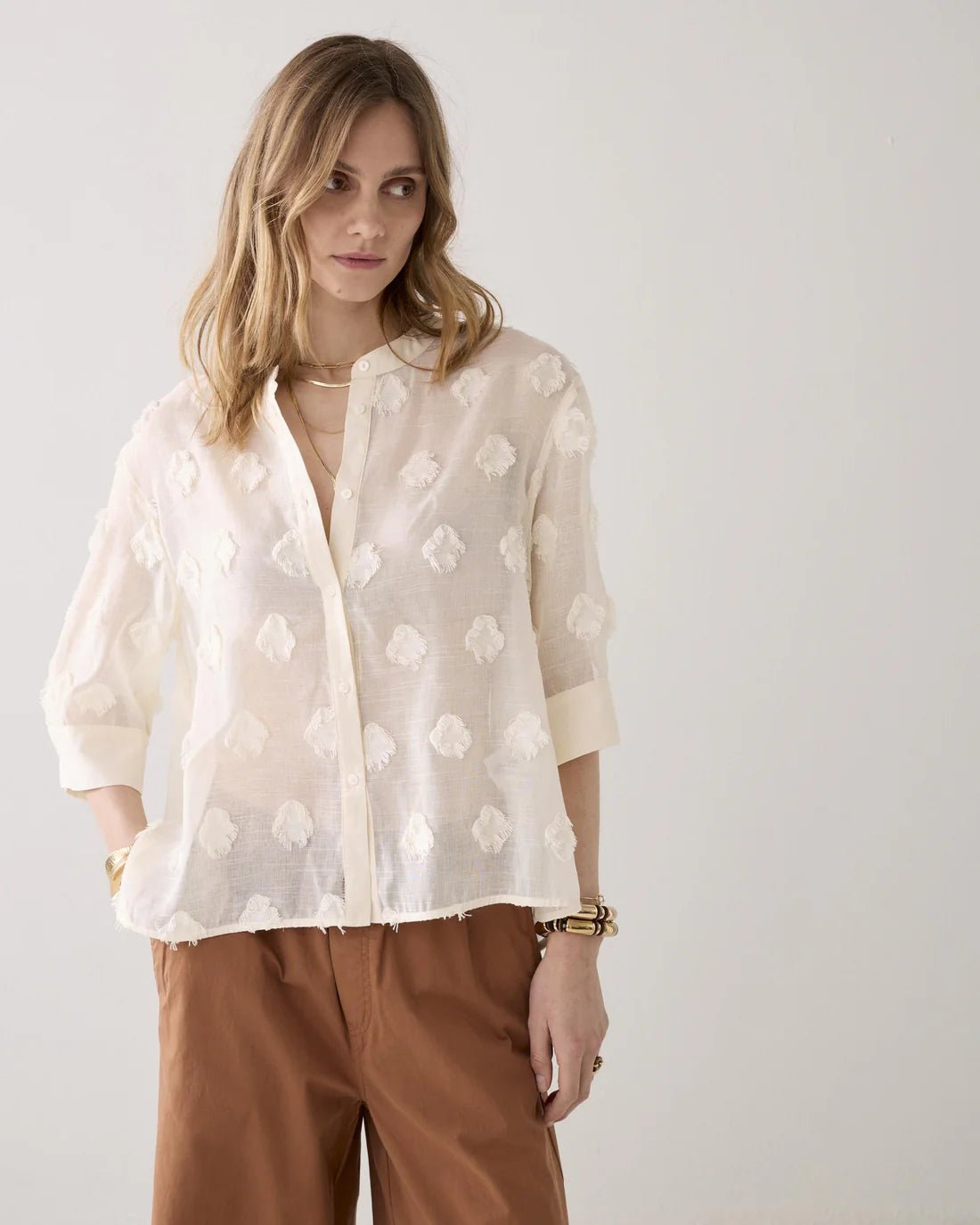 Summum WomanSummum Woman Short Sleeve 3D Blouse IvoryTopsIvory - Blue Water Clothing