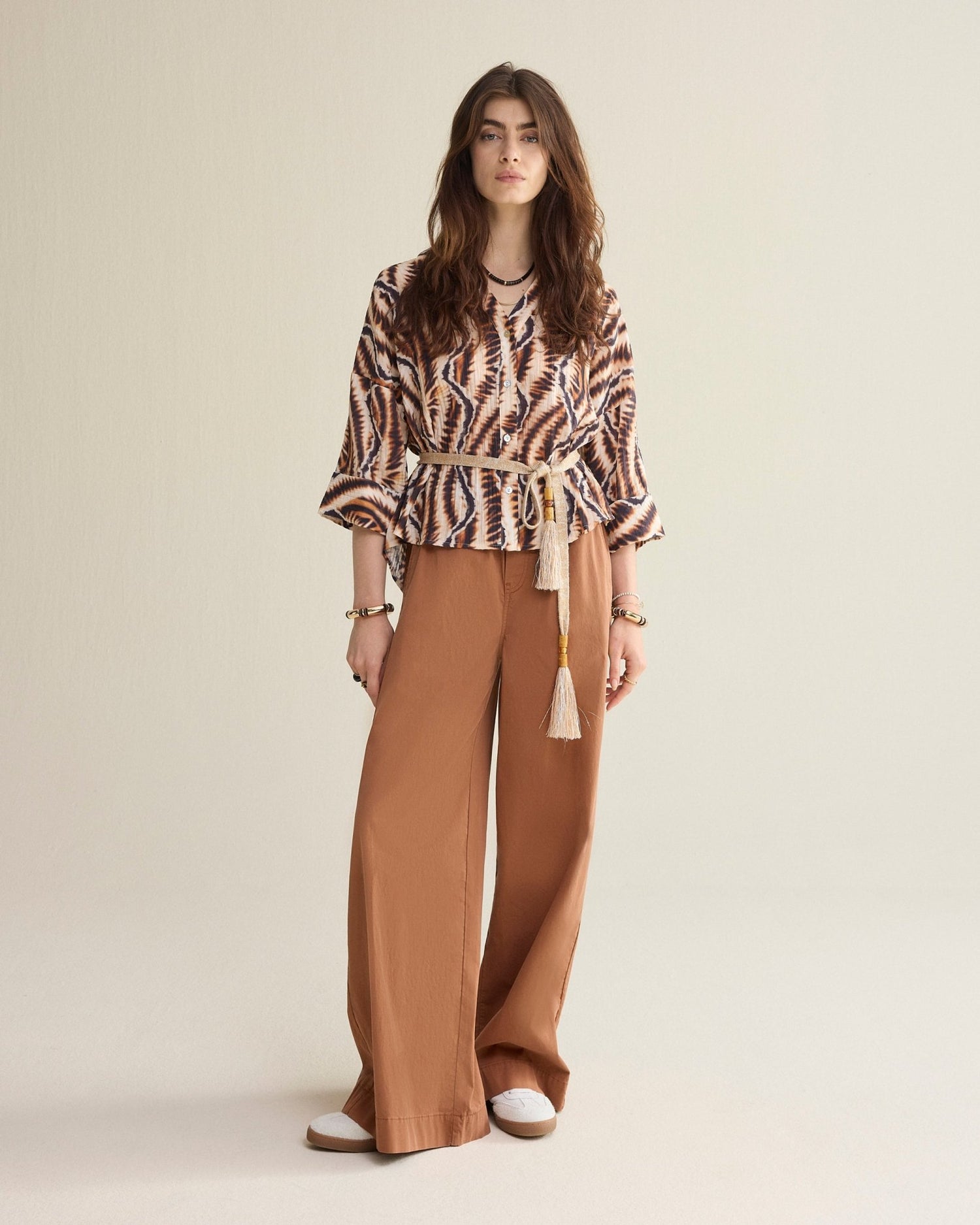 Summum WomanSummum Woman Soft Cotton Stretch Palazzo TrousersBottomsCinnamon - Blue Water Clothing