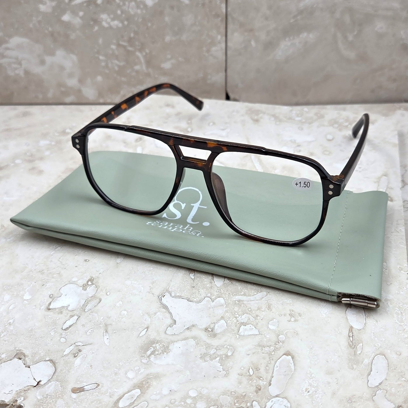 Tempest DesignsTempest Designs Aviator Style Reading GlassesAccessoriesDark Torti - Blue Water Clothing