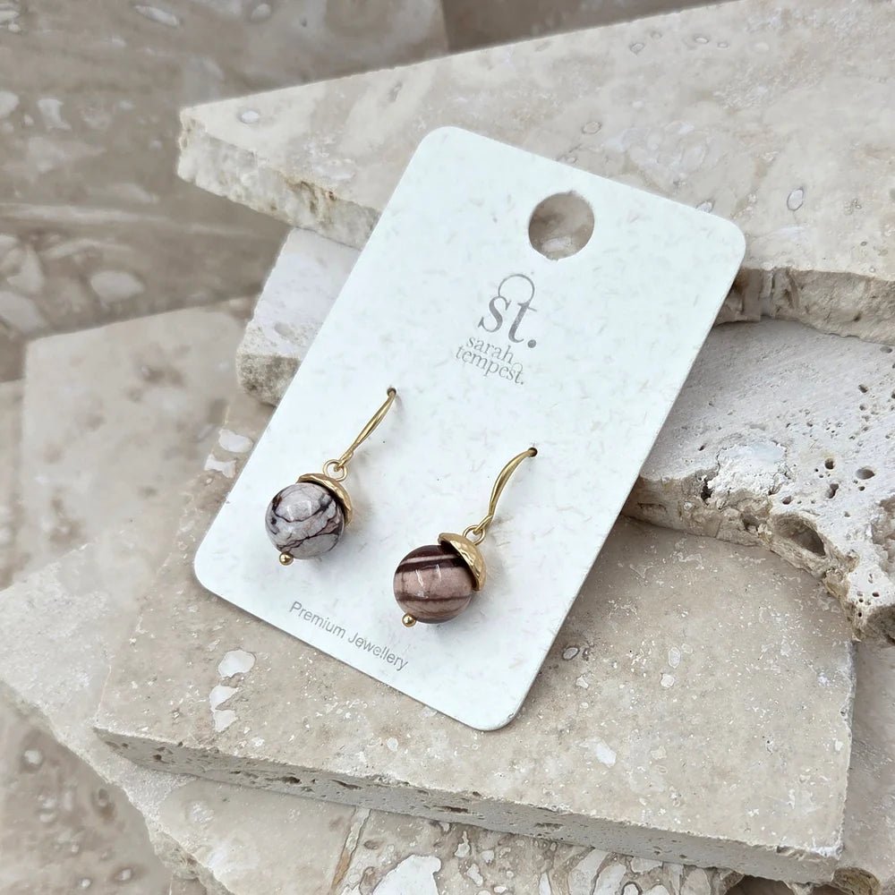 Tempest DesignsTempest Designs Picture jasper bead earrings with soft detailAccessories - Blue Water Clothing
