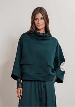 The Shirt Project Cropped Sweatshirt 51864Pine Green - Blue Water Clothing