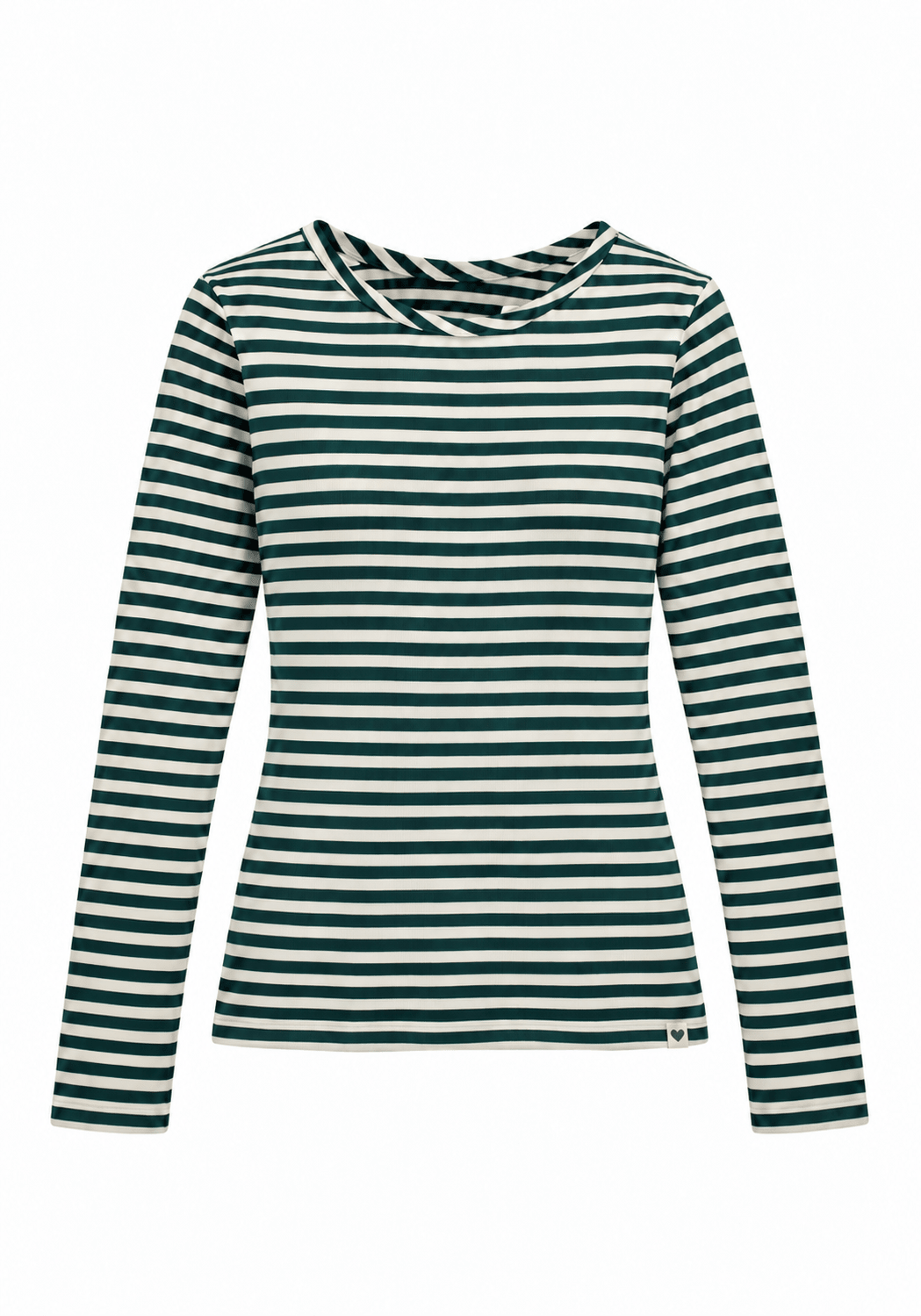 The Shirt Project Striped Long Sleeve Top 51931Ecru/Pine - Blue Water Clothing