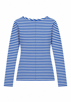 The Shirt Project Striped Long Sleeve Top 51931Ecru/Bright Blue - Blue Water Clothing