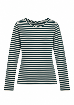 The Shirt Project Striped Long Sleeve Top 51931Ecru/Dark Blue - Blue Water Clothing