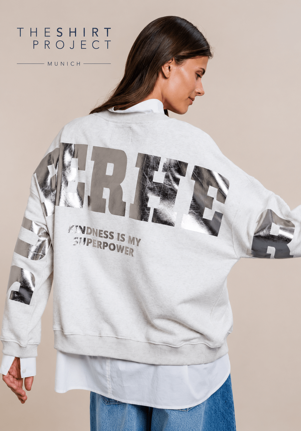 The Shirt Project Superhero Sweatshirt 51897Silver Melange - Blue Water Clothing