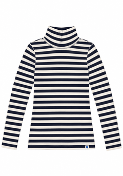 The Shirt Project Turtleneck Top 51928Ecru/Dark Blue - Blue Water Clothing