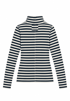 The Shirt Project Turtleneck Top 51928Ecru/Dark Blue - Blue Water Clothing