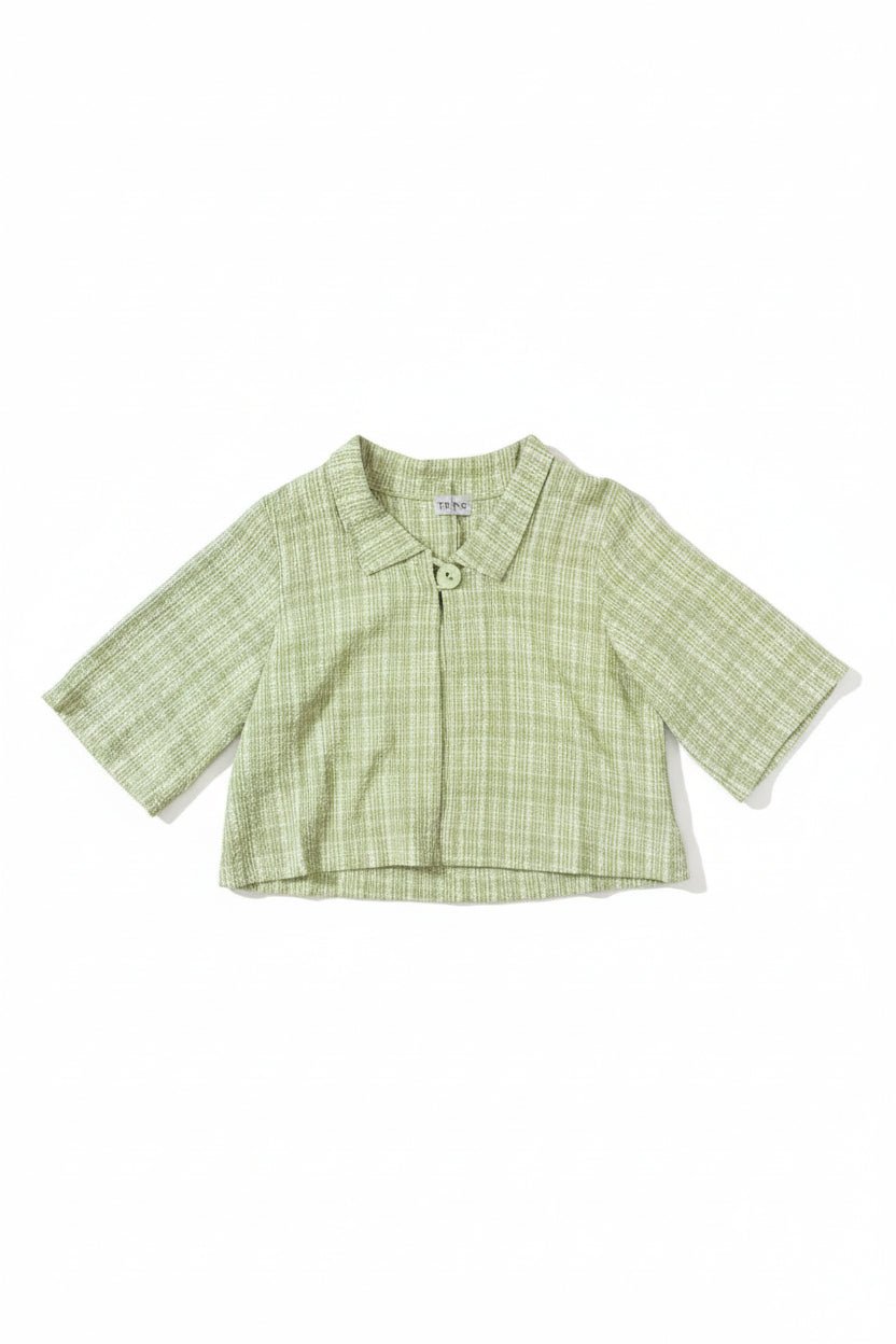 ThingThing Linen Check Jacket 7196ClothingBright Olive - Blue Water Clothing