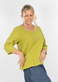 ThingThing Linen Top 7144ClothingBright Olive - Blue Water Clothing