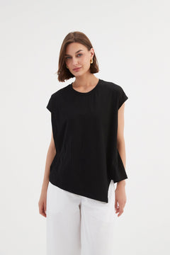 Tirelli Asymmetric Seam Tee Black - Blue Water Clothing
