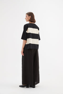 Tirelli Boxy Stripe Top Black/Cream - Blue Water Clothing