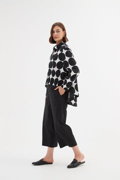 Tirelli Elastic Front Hem Print Shirt Black Spot Print - Blue Water Clothing