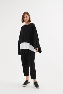 TirelliTirelli Jersey Oversized Layer Top BlacClothingBlack - Blue Water Clothing