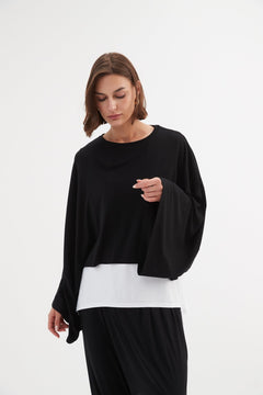 TirelliTirelli Jersey Oversized Layer Top BlacClothingBlack - Blue Water Clothing