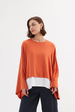 Tirelli Jersey Oversized Layer Top Burnt Orange - Blue Water Clothing