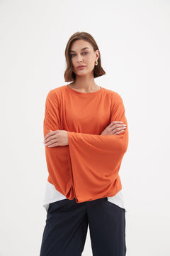 Tirelli Jersey Oversized Layer Top Burnt Orange - Blue Water Clothing