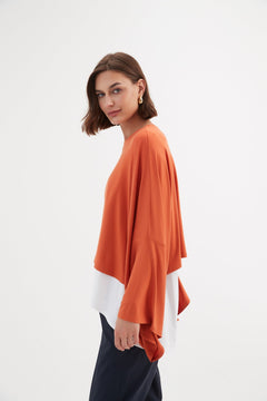 Tirelli Jersey Oversized Layer Top Burnt Orange - Blue Water Clothing