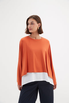 Tirelli Jersey Oversized Layer Top Burnt Orange - Blue Water Clothing