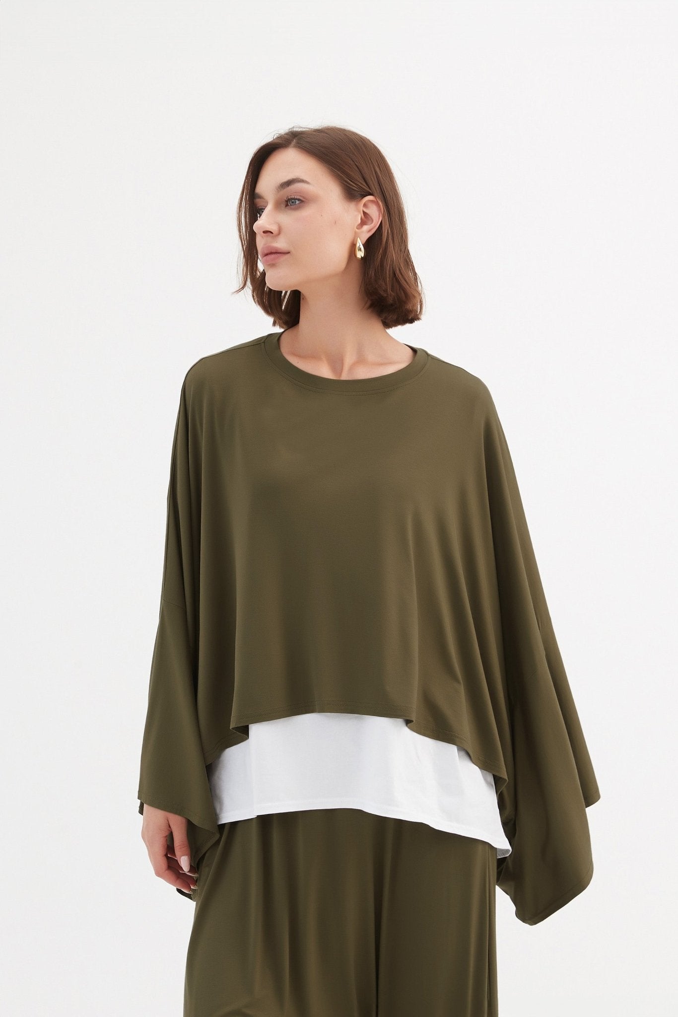 Tirelli Jersey Oversized Layer Top Khaki - Blue Water Clothing
