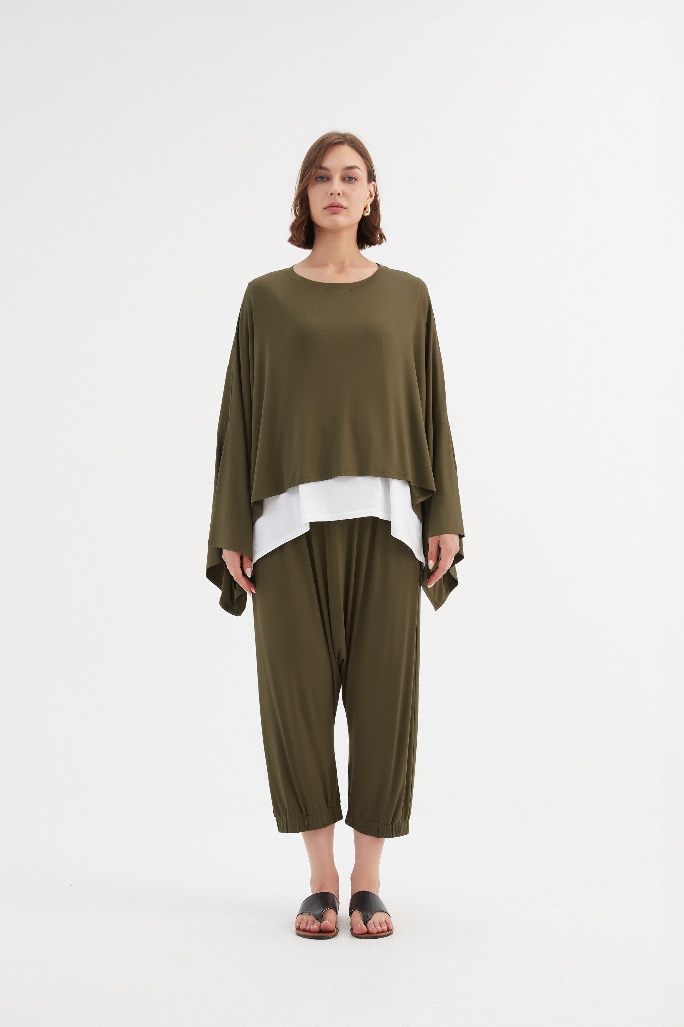 TirelliTirelli Jersey Oversized Layer Top KhakiClothingKhaki - Blue Water Clothing