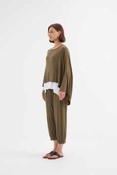 TirelliTirelli Jersey Oversized Layer Top KhakiClothingKhaki - Blue Water Clothing