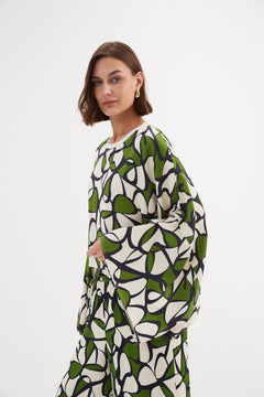 TirelliTirelli Oversized Print Layer Top Rayon Green Oasis PrintClothingGreen Oasis Print - Blue Water Clothing