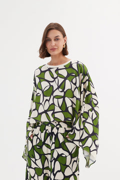 TirelliTirelli Oversized Print Layer Top Rayon Green Oasis PrintClothingGreen Oasis Print - Blue Water Clothing