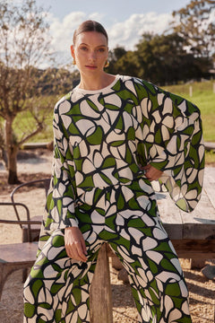 TirelliTirelli Oversized Print Layer Top Rayon Green Oasis PrintClothingGreen Oasis Print - Blue Water Clothing