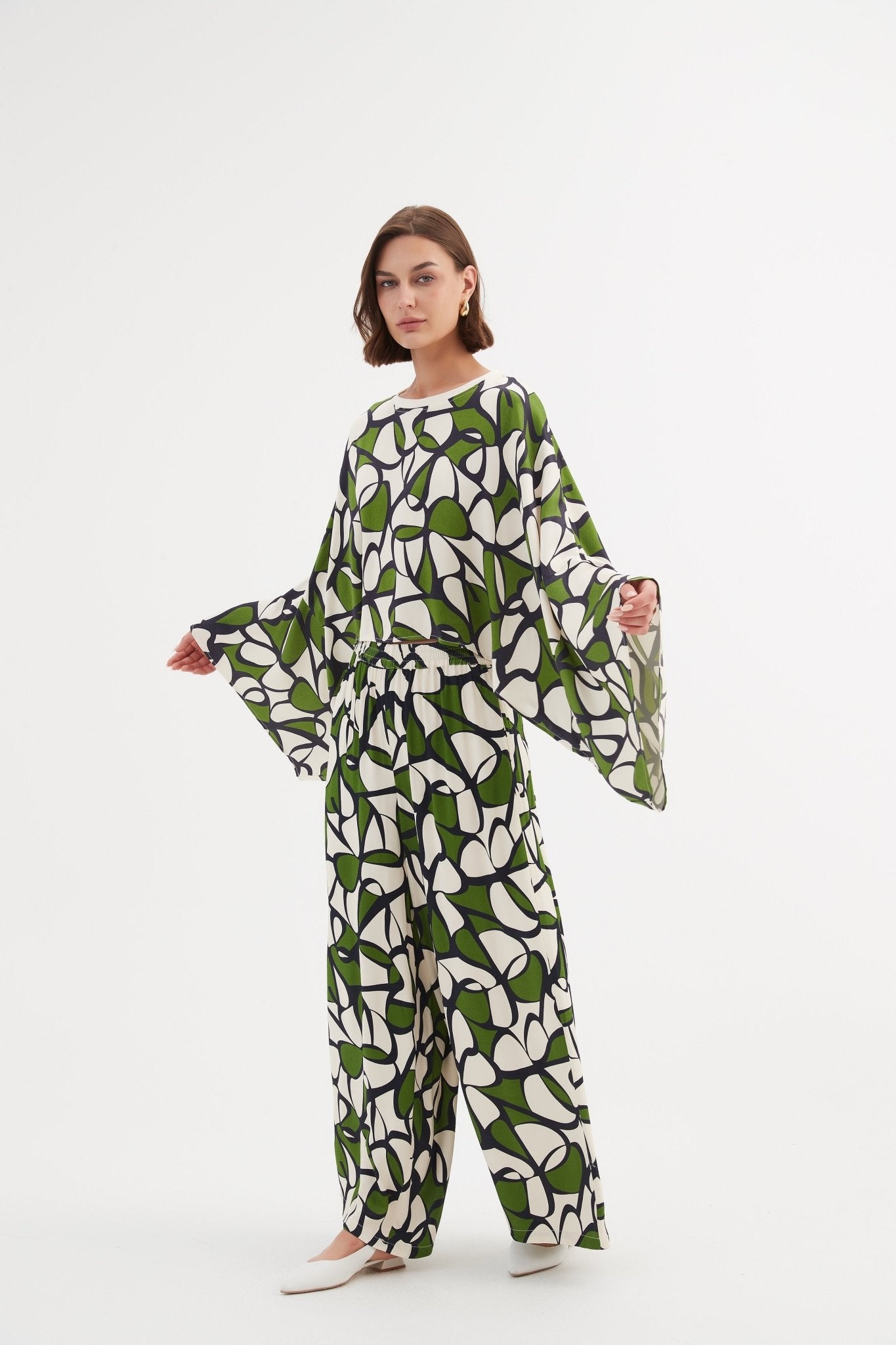 TirelliTirelli Oversized Print Layer Top Rayon Green Oasis PrintClothingGreen Oasis Print - Blue Water Clothing