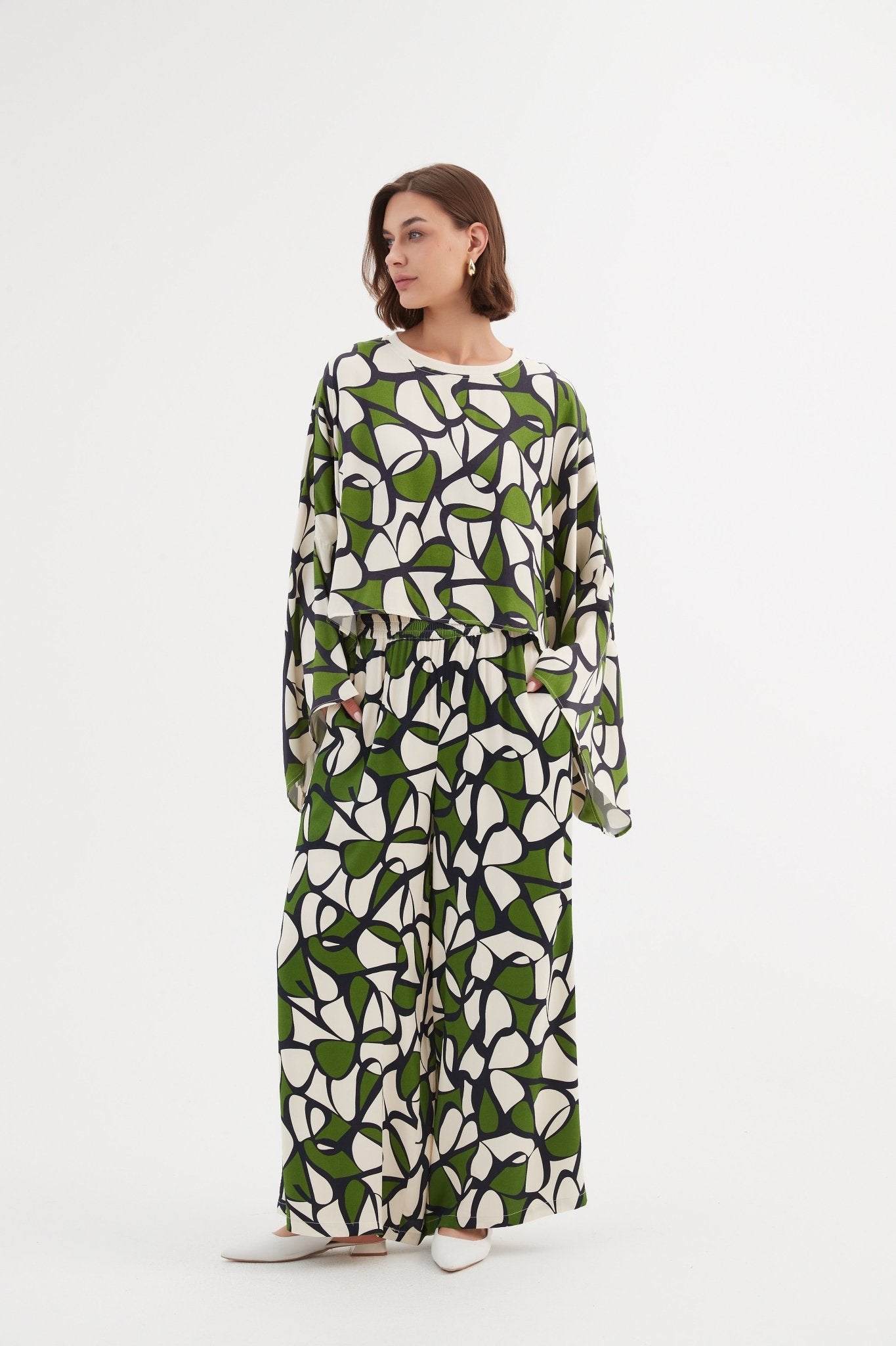 TirelliTirelli Oversized Print Layer Top Rayon Green Oasis PrintClothingGreen Oasis Print - Blue Water Clothing
