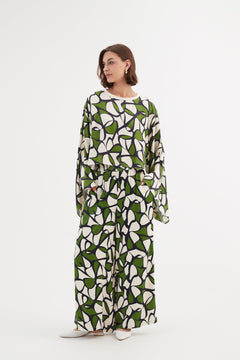 TirelliTirelli Oversized Print Layer Top Rayon Green Oasis PrintClothingGreen Oasis Print - Blue Water Clothing
