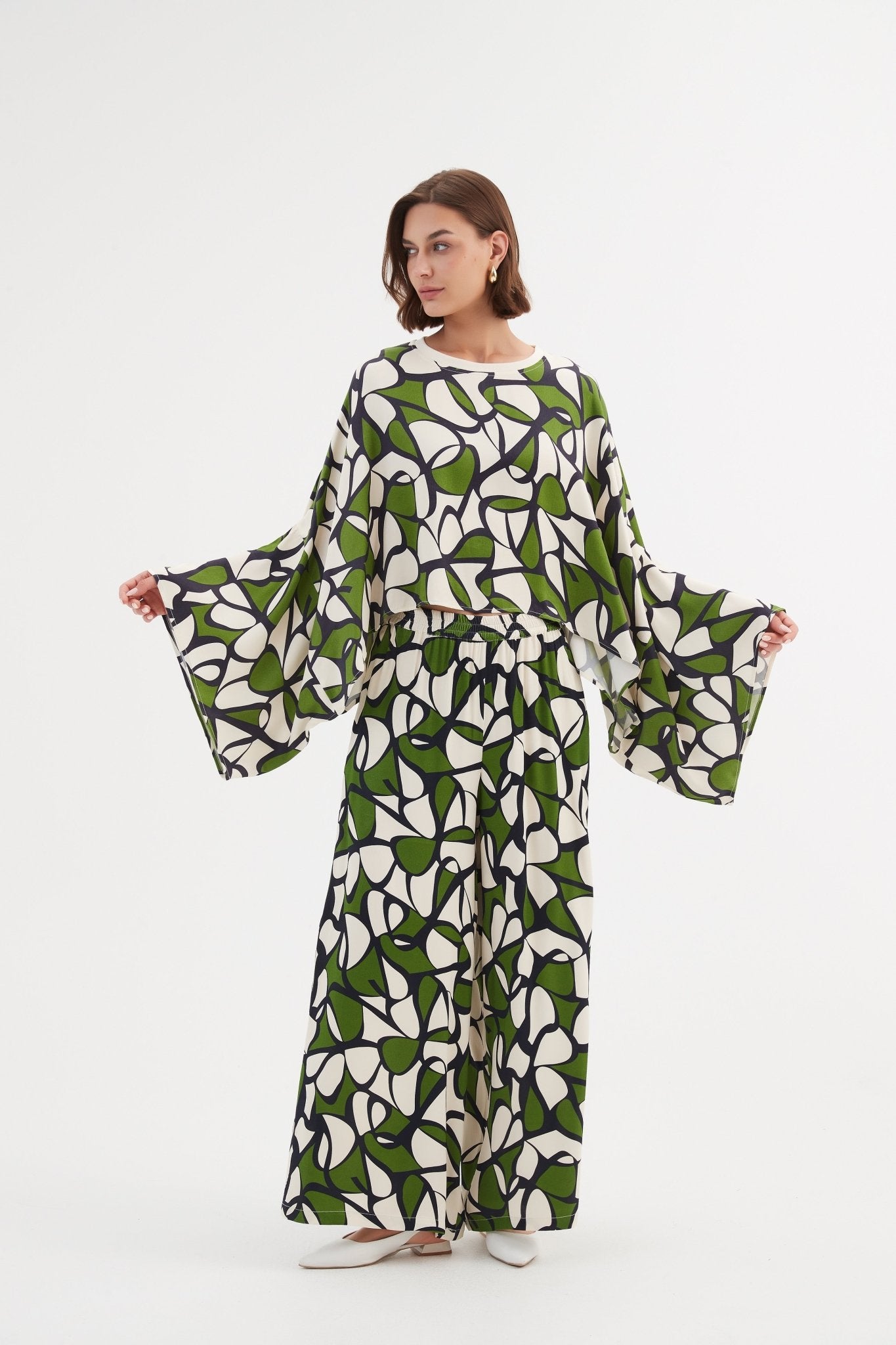 TirelliTirelli Oversized Print Layer Top Rayon Green Oasis PrintClothingGreen Oasis Print - Blue Water Clothing