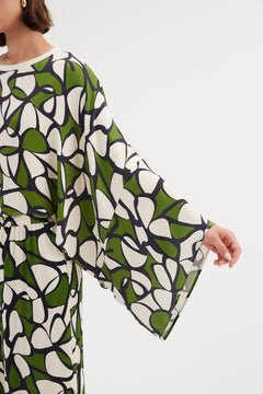 TirelliTirelli Oversized Print Layer Top Rayon Green Oasis PrintClothingGreen Oasis Print - Blue Water Clothing