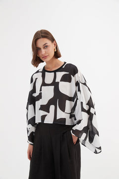 TirelliTirelli Oversized Print Layer Top BlackClothingBlack - Blue Water Clothing
