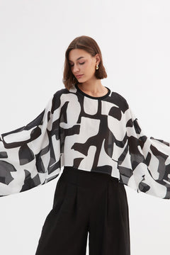 TirelliTirelli Oversized Print Layer Top BlackClothingBlack - Blue Water Clothing