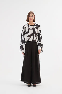 TirelliTirelli Oversized Print Layer Top BlackClothingBlack - Blue Water Clothing