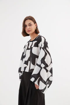 TirelliTirelli Oversized Print Layer Top BlackClothingBlack - Blue Water Clothing