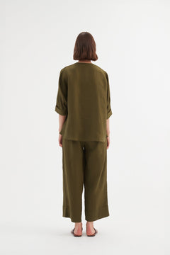 TirelliTirelli Twist Front Top 100% Linen Dark MossClothingDark Moss - Blue Water Clothing