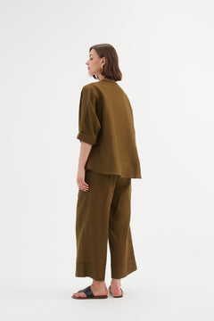TirelliTirelli Twist Front Top 100% Linen Dark MossClothingDark Moss - Blue Water Clothing
