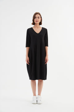 TirelliTirelli V Neck Diagonal Seam Dess BlackClothingBlack - Blue Water Clothing