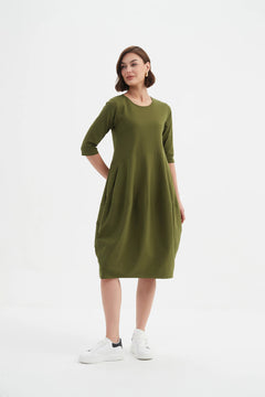 TirelliTirelli Diagonal Seam Winter Dress 25ClothingKhaki - Blue Water Clothing