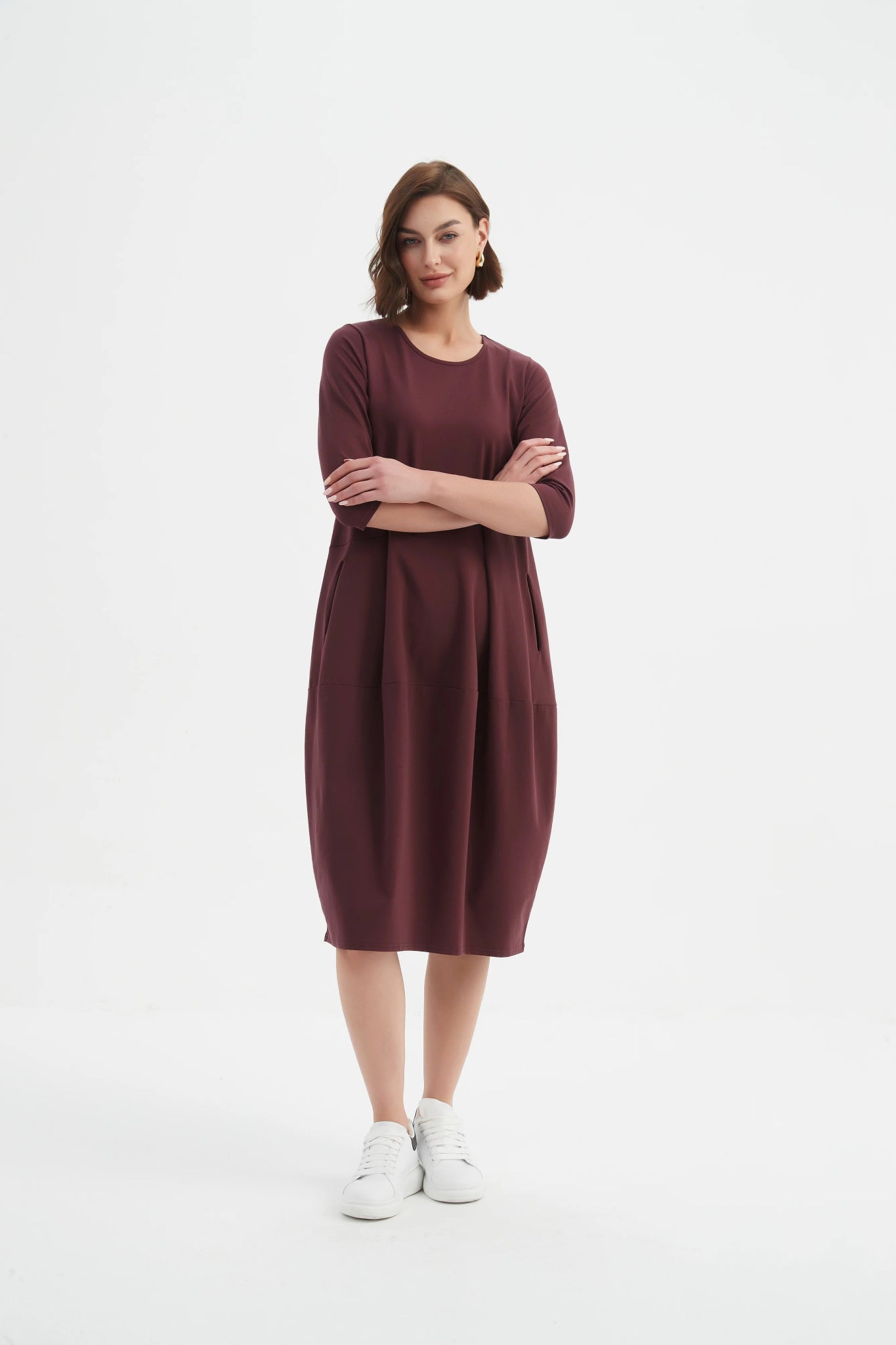 TirelliTirelli Diagonal Seam Winter Dress 25ClothingAubergine - Blue Water Clothing