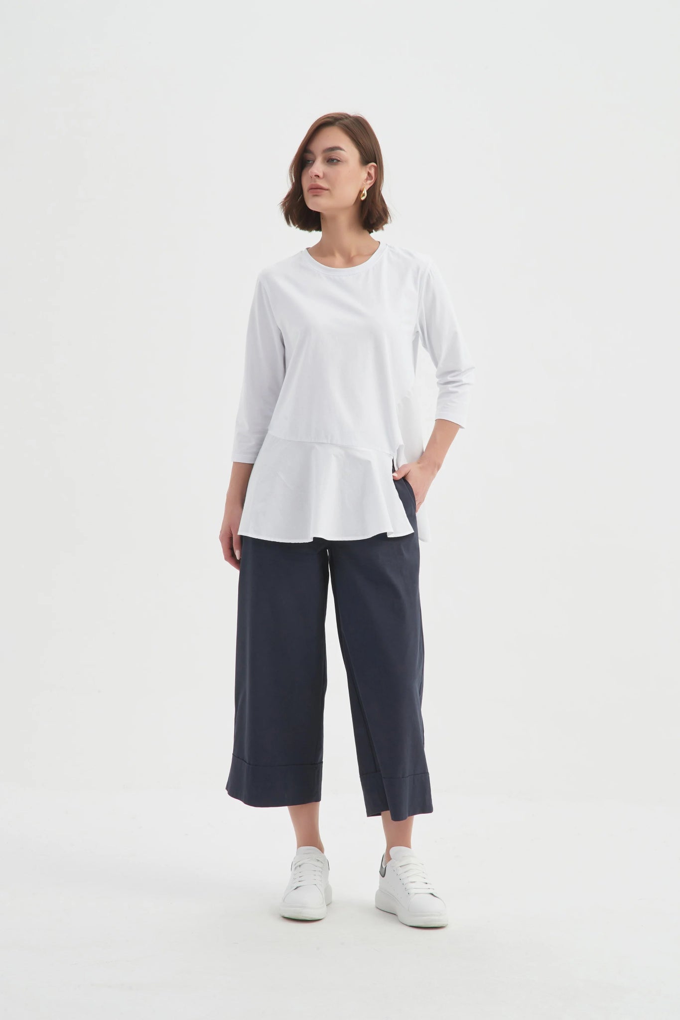 TirelliTirelli Split Hem Combi TopTopsWhite - Blue Water Clothing