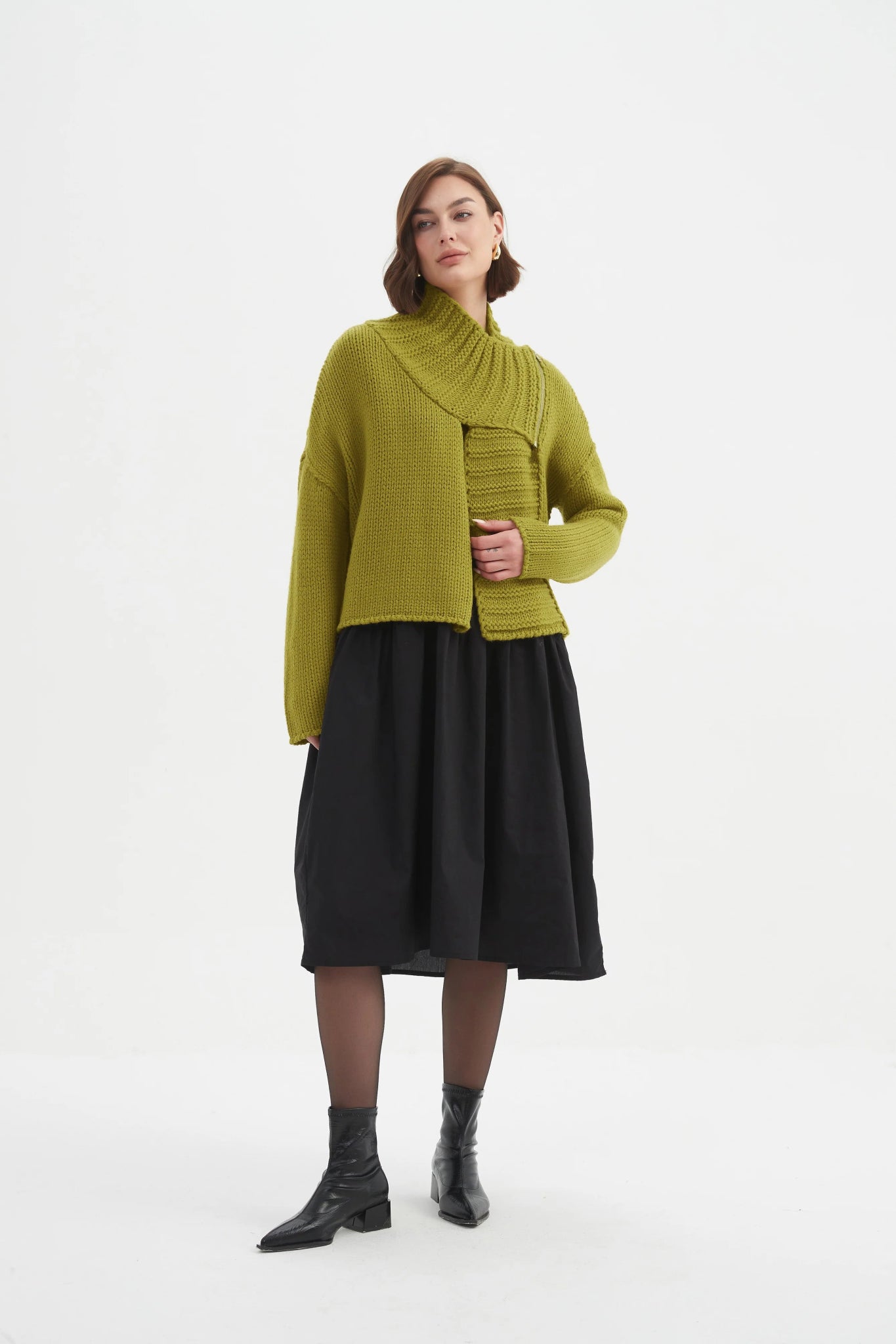 TirelliTirelli Zip Collar CardiganTopsChartreuse - Blue Water Clothing