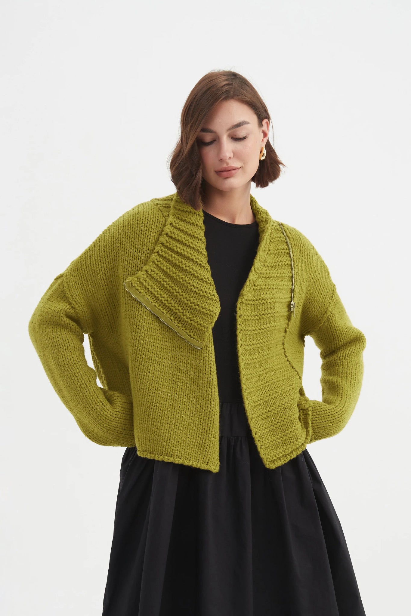 TirelliTirelli Zip Collar CardiganTopsChartreuse - Blue Water Clothing