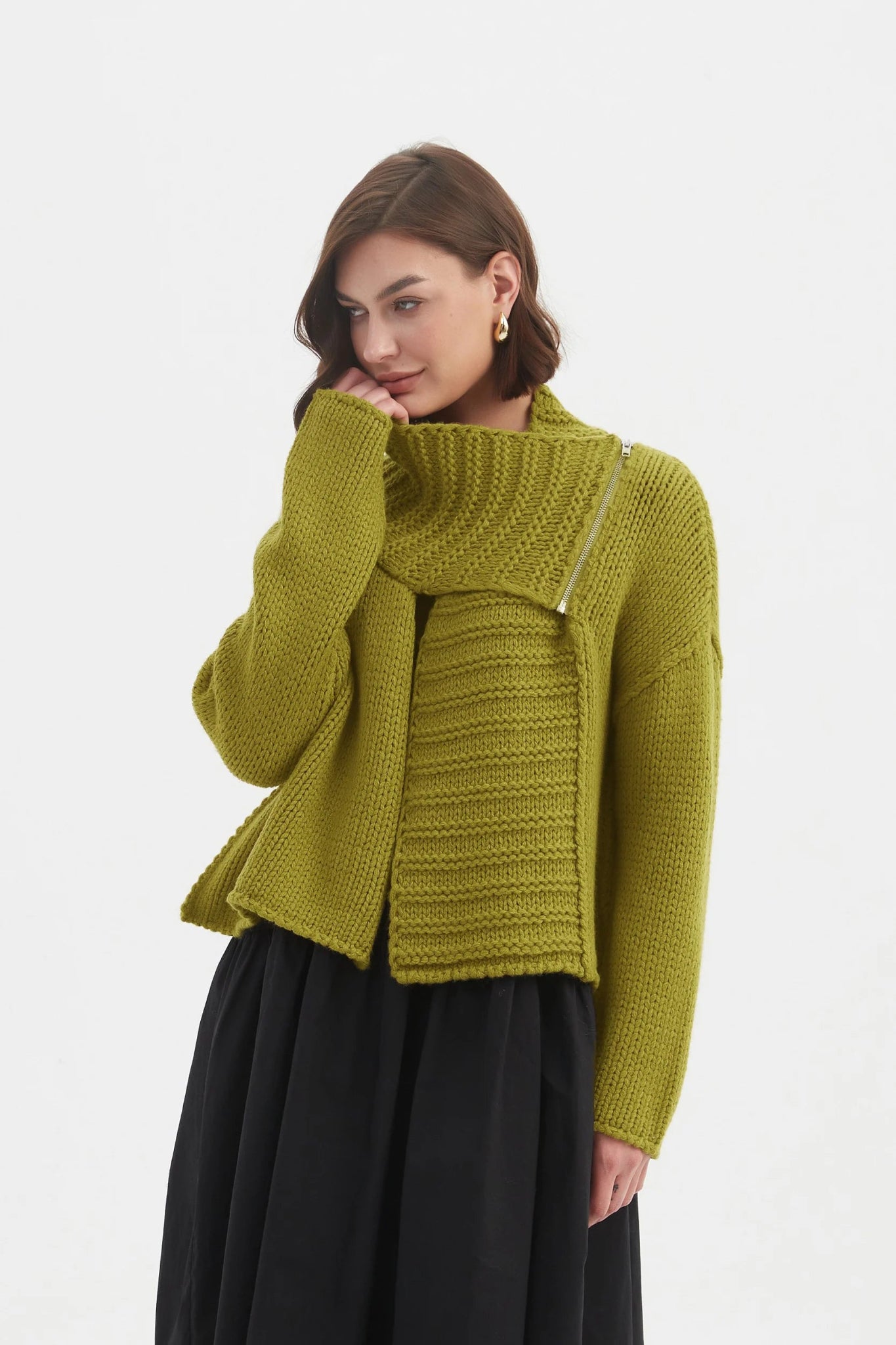 TirelliTirelli Zip Collar CardiganTopsChartreuse - Blue Water Clothing