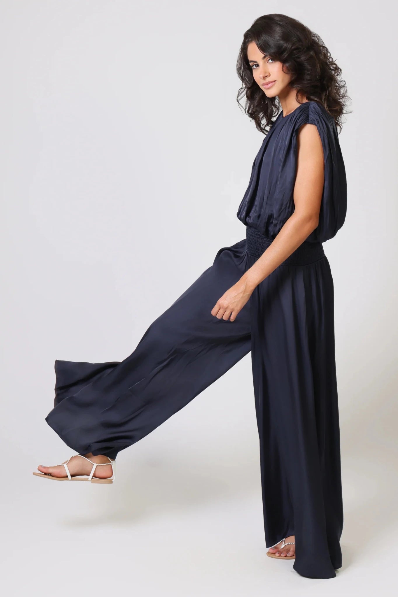 Traffic PeopleTraffic People Aurora Wide Leg Trousers Any Moment NowBottomsNavy - Blue Water Clothing