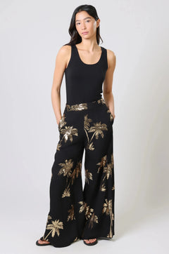 Traffic PeopleTraffic People Rene Trousers Palms Of GoldBottomsBlack - Blue Water Clothing